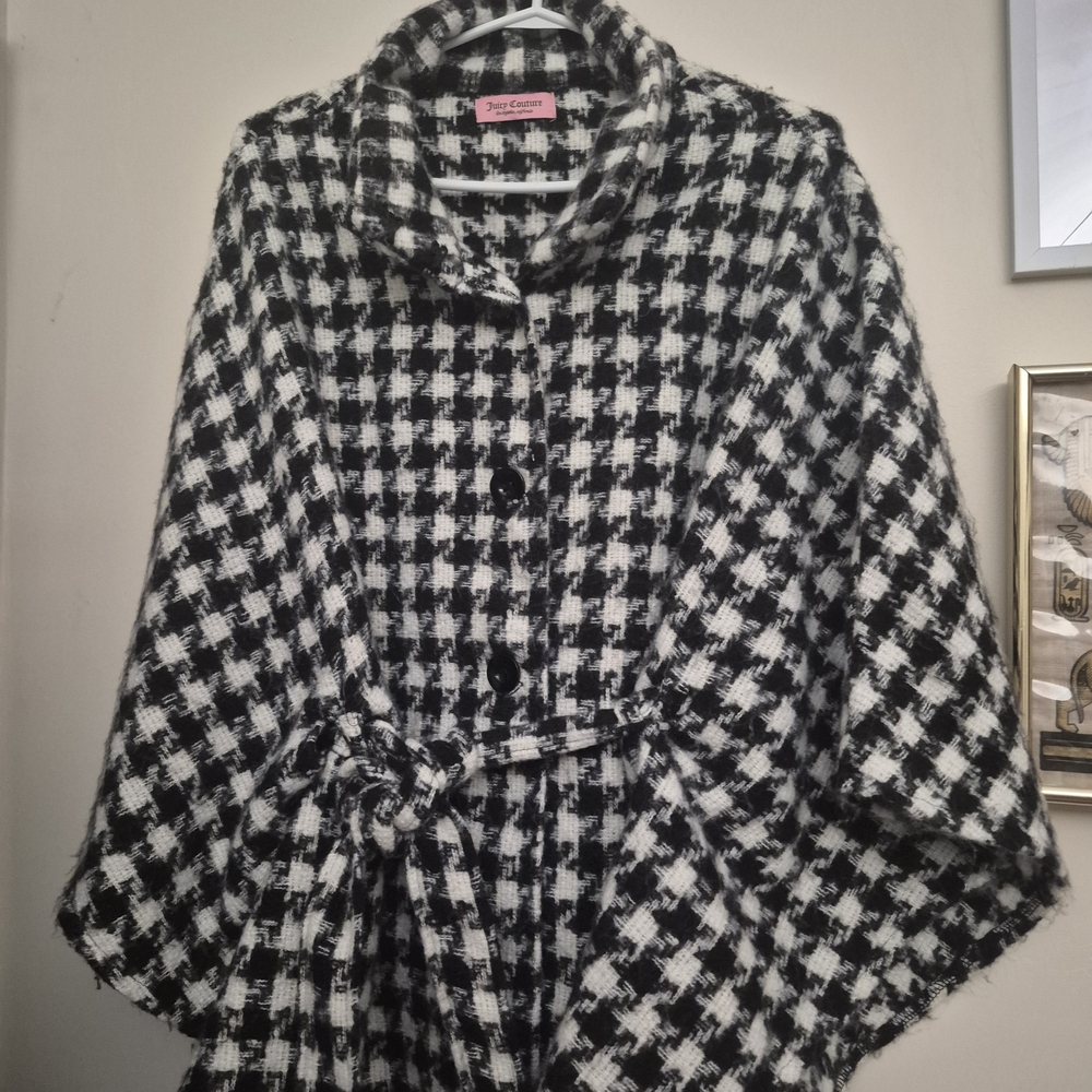 Juicy Couture Black and White Houndstooth Coat/Sweater